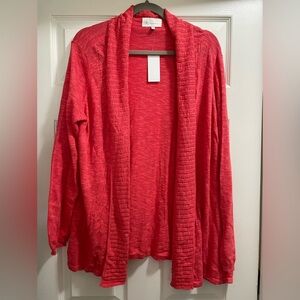 NWT Skies Are Blue Knit Open Front Cardigan in Salmon Pink Size 1X
